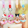 4-Pack Hello Kitty & Kuromi Keychains - Cute Cartoon PVC Keyrings, Candy-Filled Squishy Charms for Keys & Bags, Gift for Girls & Women