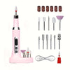 Cordless Electric Nail Drill Kit with Drill Bits & Sanding Bands, Rechargeable USB Manicure & Pedicure File for Acrylic Gel Nails (Bright Pink)