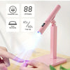 Pink LED Nail Lamp 360° Rotation USB Powered Nail Dryer with 45s/60s Timers, Condenser Lens & Extra Nail Stamp