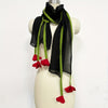 Vintage Black Rose Thin Scarf - Lightweight Breathable Shawl and Sunscreen Bandana for Spring Autumn