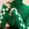 Plaid Turtleneck Sweater - Casual Long-Sleeve Pullover for Fall & Winter