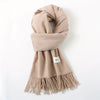 Solid Color Tassel Scarf with Fringe - Lightweight Polyester Shawl for Women