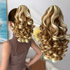 12-inch (30 cm) Ombre Brown to Blonde Deep Wave Short Ponytail Extension - Heat-Resistant Synthetic Claw Clip Hairpiece for Women & Girls