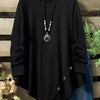 Plus Size Women's Loose Fit Long Sleeve Top with Button Detail, Round Neck & Asymmetrical Hem