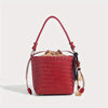 Woven Bucket Bag for Women - Drawstring Closure, Adjustable Shoulder Strap & Wristlet, Split Leather Carryall (White, Black, Burgundy, Coffee)