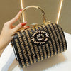 Black and Gold Rhinestone Clutch with Detachable Strap - Geometric Evening Bag for Parties & Formal Events
