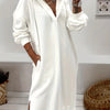 Women's Split-Hem Hooded V-Neck Sweater Dress – Long Sleeve Casual Fall Winter