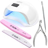 LED Nail Lamp Manicure Kit — 4 Stainless Steel Cuticle Nippers, Cuticle Pusher, Nail File & Buffer — Compact Salon Pedicure Tools