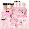 35-Piece Makeup Brush & Beauty Tool Set with Storage Bag - Soft Brushes, Beauty Blenders, Powder Puff, Eyelash Curler & Tweezers
