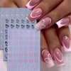 250pcs Heart Nail Stickers – 6 Self-Adhesive Sheets, Black White Pink Heart Nail Art Decals for DIY Manicure, Wedding & Valentine’s Day