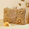 Vintage Rhinestone Evening Clutch - PU Cocktail Handbag with Removable Chain Shoulder Strap