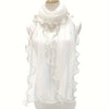 Bohemian Ruffle Edge Scarf — Long Lightweight Breathable Shawl with Glitter Accents, Sun Protection Wrap for Women