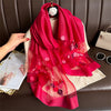 Embroidered Floral Scarf Lightweight Breathable Sunscreen Travel Shawl for Women