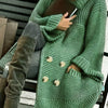 Plus Size Women's Knit Cardigan Coat – Elegant Lapel Poncho for Fall/Winter