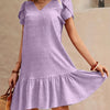 Petal Sleeve V-Neck Ruffle Hem A-Line Dress - Casual Summer