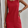 Women's Backless Square Neck Sleeveless Jumpsuit - Stretch Polyester Breathable Summer Casual for Beach, Office & Party