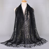 Floral Lace Tassel Scarf Shawl for Women - Bridal Mesh Fringe Wrap for Wedding & Evening
