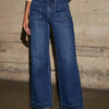 Women's Mid-Stretch Water-Washed Denim Jeans - Classic Five-Pocket Comfort, All-Season Non-See-Through Pants