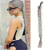Box Braided Long Ponytail Extension for Women – Synthetic High-Temp Fiber with Elastic Hair Tie
