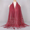 Lace Bridal Shawl – Embroidered Wedding Scarf with Tassels, Windproof Head Wrap & Church Veil