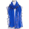 Bohemian Ruffle Edge Scarf — Long Lightweight Breathable Shawl with Glitter Accents, Sun Protection Wrap for Women