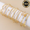 12-Pack Boho Chic Gold Geometric Stackable Bracelets for Women Hypoallergenic 304 Stainless Steel Vintage Open Cuff Set for Daily Wear and Gifts