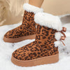 Women's Plush Faux Fur Snow Boots with Bow — Thick Cushioned PU Sole, Round Toe, Lightweight Durable Winter Boots for Hiking, Party & Travel — Black, Brown