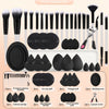 37-Piece Full Makeup Brush & Tool Kit — 20 Multi-Functional Brushes, 6 Sponges, 6 Powder Puffs, Eyelash Curler & Cleaning Bowl