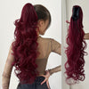 Clip-In Claw Ponytail Extension — Water Wave Wavy Curly Synthetic Hairpiece for Women (Dark Brown/Black)
