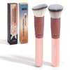 2-Piece Makeup Brush Set – Flat Foundation & Angled Blush Brushes, Soft Nylon Bristles, Portable