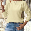 Women's Middle Eastern Style Long Sleeve Knit Pullover – Off-Shoulder Hollow-Sleeve Regular Fit for Spring & Autumn