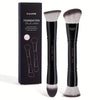 2-Piece Foundation & Contour Brush Set with Travel Case - Nylon Bristles for BB Cream & Makeup