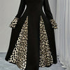 Plus Size Leopard Print Mermaid Gown - Square Neck, Puff Bell Sleeves, Zipper Back, Short-to-Long Train Evening & Prom Dress