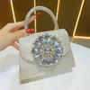 Black Rhinestone Evening Bag with Detachable Strap - Sparkling Party Clutch for Weddings & Events