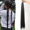 28-Inch (71 cm) Long Straight Synthetic Ponytail Extension, Wrap-Around Boxing Braid with Elastic Hair Ring for DIY