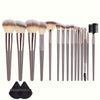 15-Piece Professional Makeup Brush Set for Women, Foundation Eyeshadow Eyebrow & Lash Brushes, Nylon Bristles, Travel Cosmetic Kit, Ideal Gift