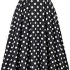 Polka Dot High-Waist Flared Midi Skirt with Button Ruffle Hem
