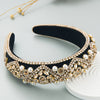 Vintage Baroque Velvet Headband with Rhinestones & Imitation Pearls — Embellished Bridal Hairband for Weddings & Formal Events