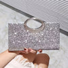 Gold Sequin Evening Clutch with Detachable Chain Strap and Snap Closure, Sparkling Wedding Prom Handbag