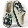 Jack Skellington Plush Slippers for Men & Women – Unisex Cozy Fall/Winter Indoor & Outdoor Slippers, Soft Fabric Lining, TPR Non-Slip Sole, Striped & Cartoon Animal Prints
