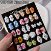 10-Pack 3D Acrylic Carved Flower Nail Art Charms Rhinestone Sculpted Cherry Blossom Nail Decorations