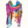 Bohemian Jacquard Paisley Scarf Rainbow Gradient Tassel Shawl - Warm Women's Wrap