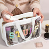 Large Transparent Makeup Organizer Bag with SURF Embroidery | Foldable Travel Cosmetic Pouch with Double-Handle Zipper