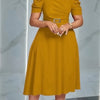Women's V-Neck Ruched Midi Dress with Belted Waist, Short Sleeve Flowy Skirt for Spring/Summer