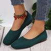 Women's Square Toe Knit Ballet Flats, Breathable Slip-On Soft Sole Casual Shoes