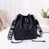 Women's PU Bucket Bag - Large Capacity Drawstring Crossbody & Shoulder Bag with Geometric Print