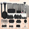 37-Piece Full Makeup Brush & Tool Kit — 20 Multi-Functional Brushes, 6 Sponges, 6 Powder Puffs, Eyelash Curler & Cleaning Bowl